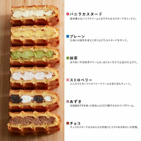 ワッフル6種+くるくるワッフルセット(大人のバニラカスタードロール